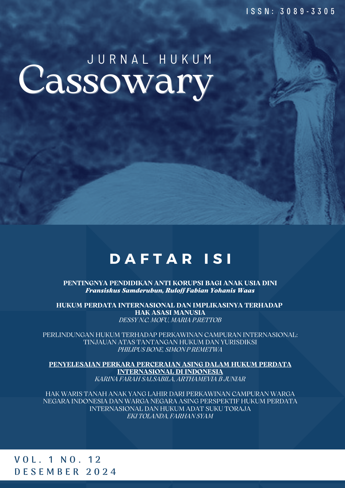 Lihat Vol 1 No 2 (2024): JURNAL HUKUM CASSOWARY